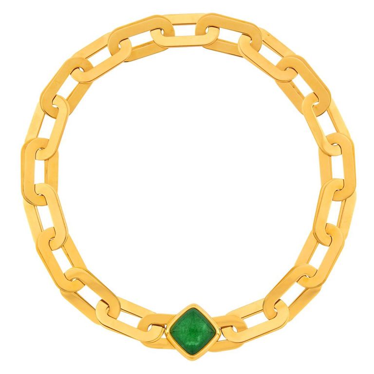 Vhernier gold, jade and rock crystal link necklace