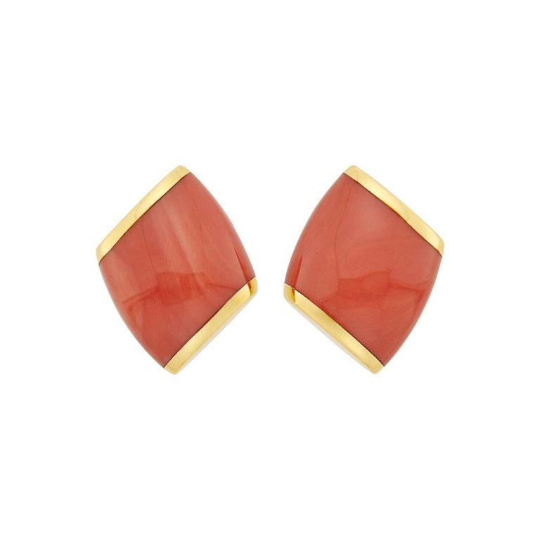Vhernier gold and coral earclips