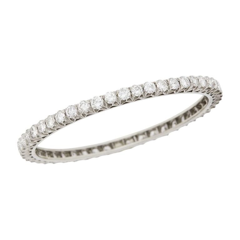 Platinum diamond bangle bracelet