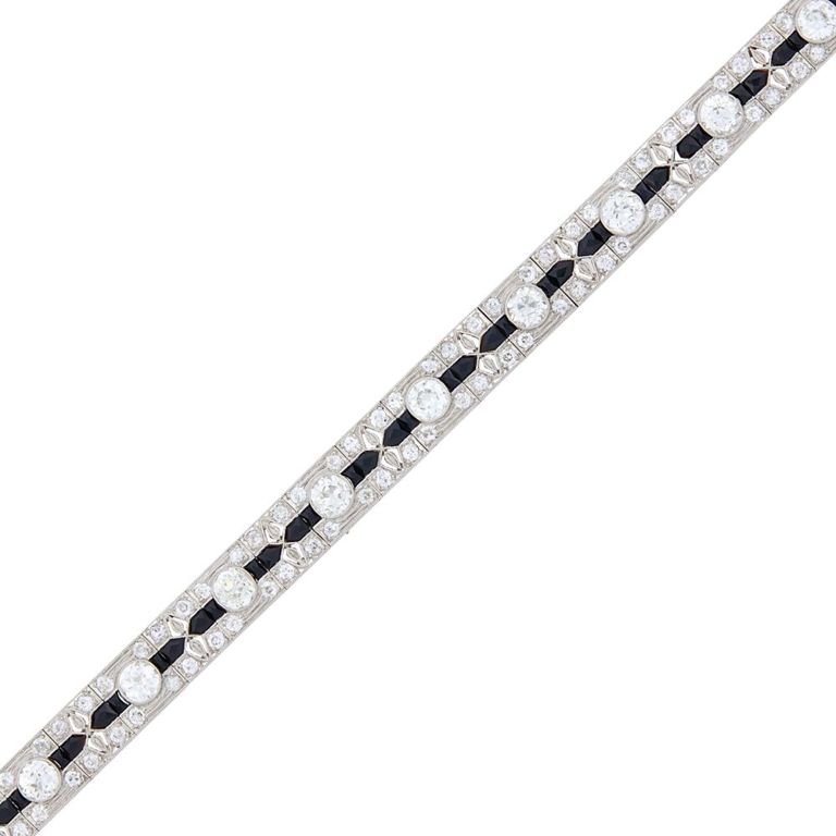 Platinum diamond and black onyx bracelet