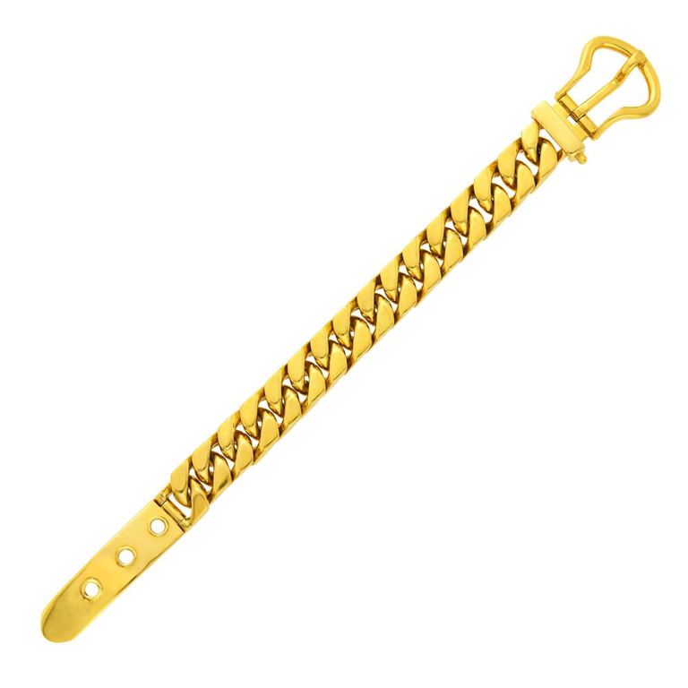 18k gold curb link buckle bracelet by Hermès Paris