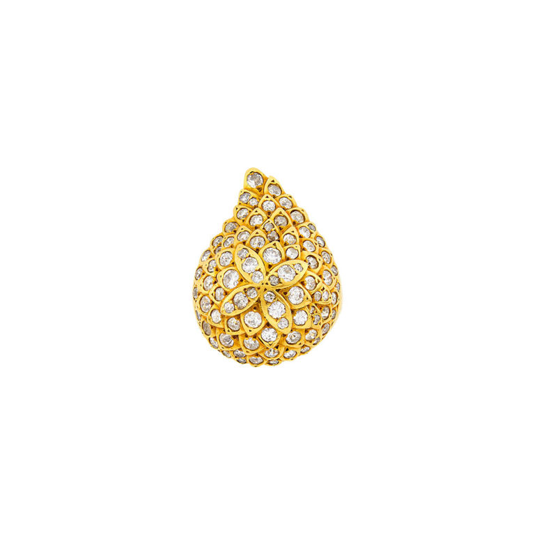Suzanne Belperron gold diamond bombé paisley ring