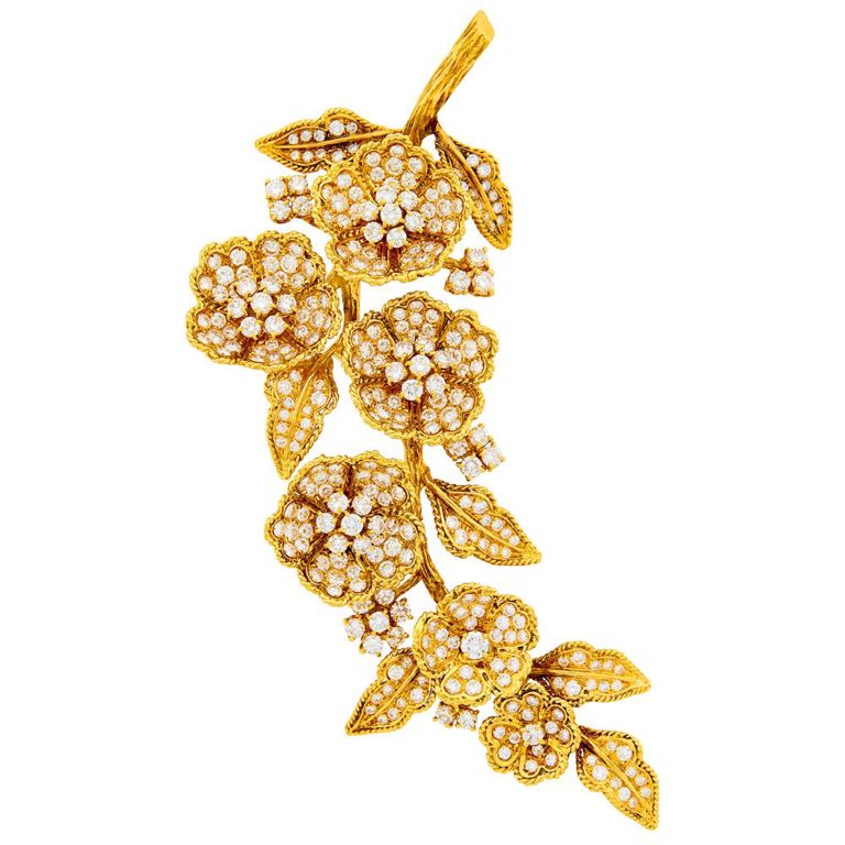 Boucheron Paris gold diamond corsage clip-brooch