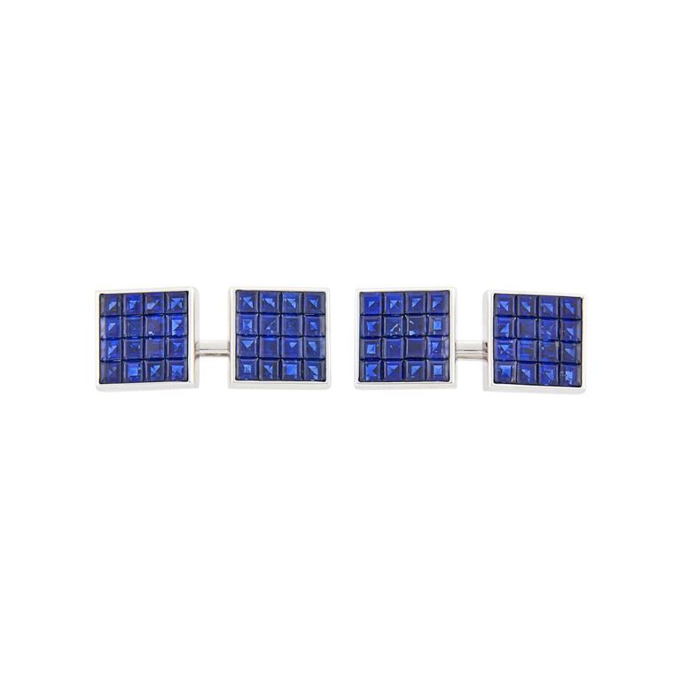 Van Cleef & Arpels white gold mystery-set sapphire cufflinks