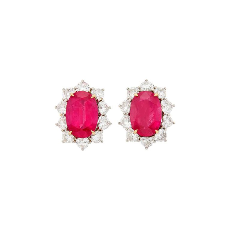 Bulgari platinum ruby diamond earrings