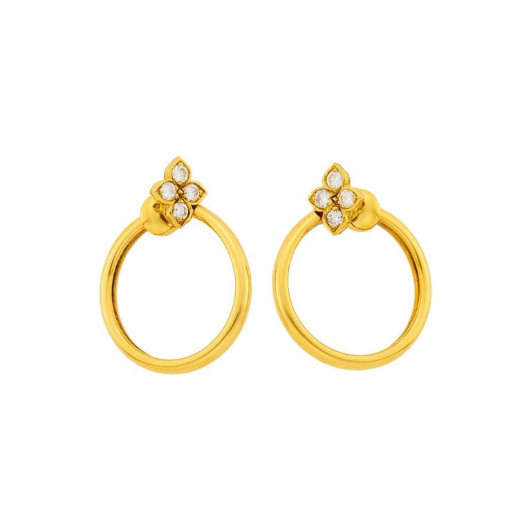 18k gold hoop earclips with diamond