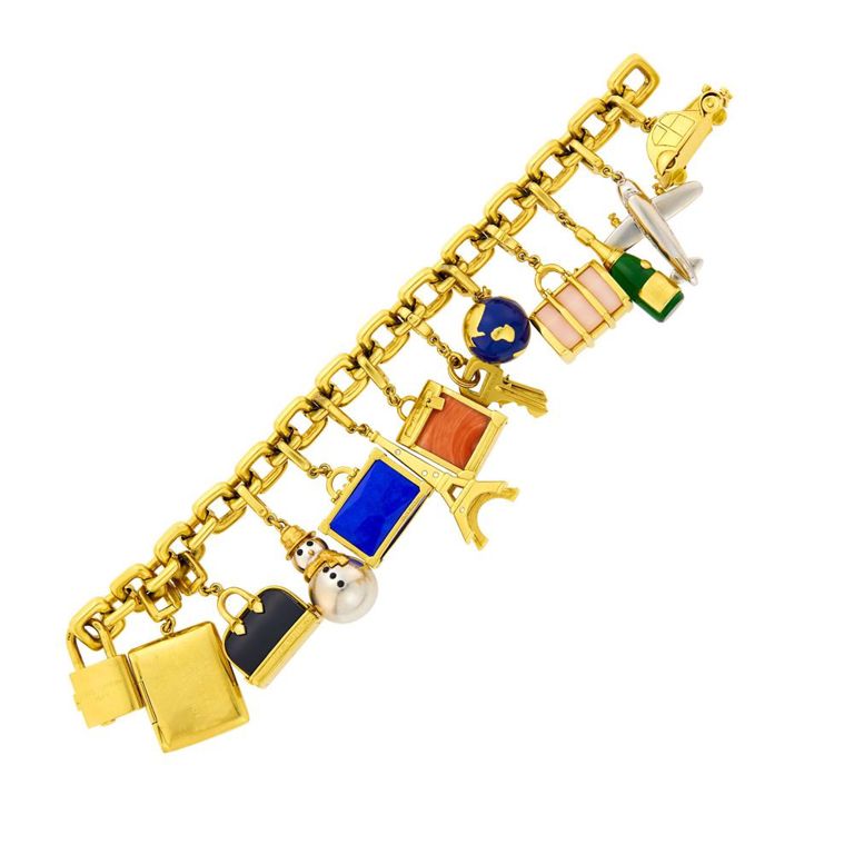 18k yellow and white gold charm bracelet