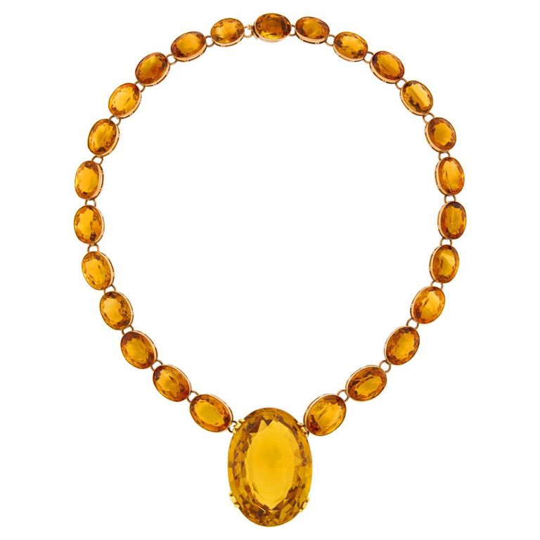 Gold and citrine necklace with Georges Fouquet gold and citrine pendant