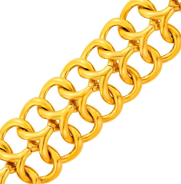 18k gold wide link bracelet