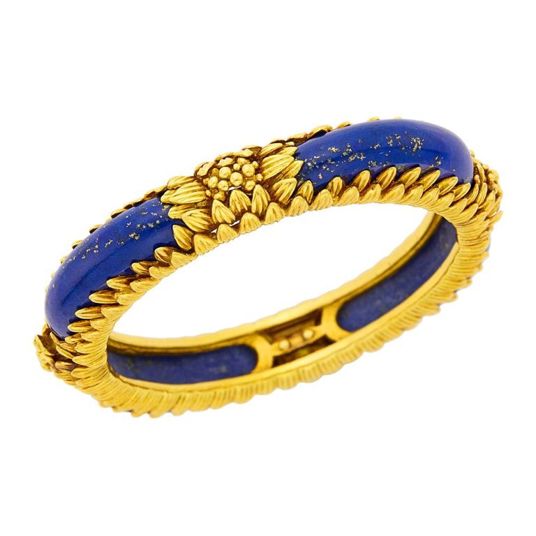 18k gold and lapis bangle bracelet