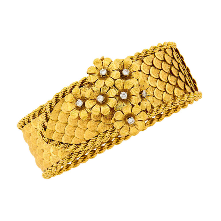 18k gold slide bracelet with diamond