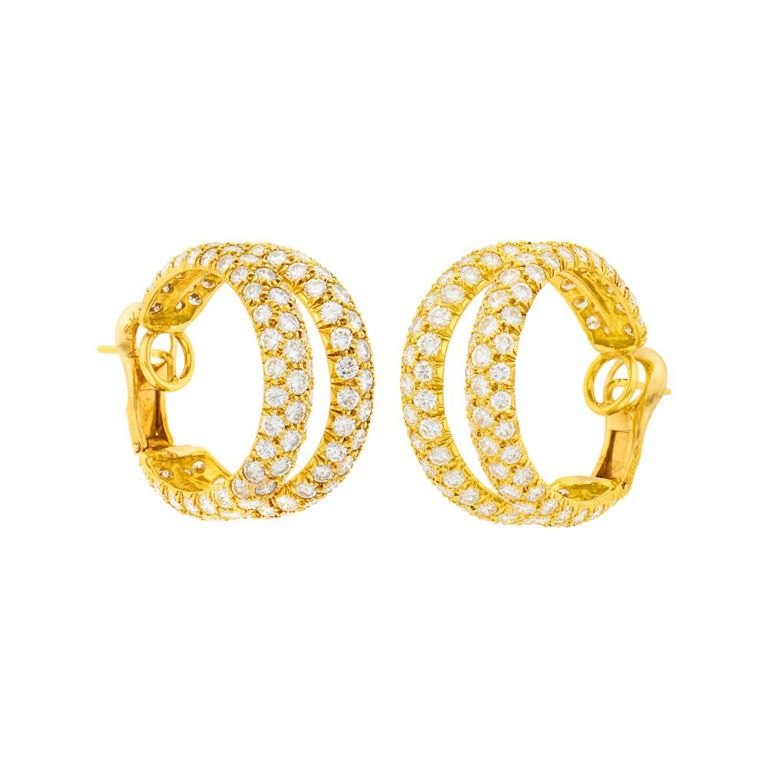 18k gold hoop earrings with diamond