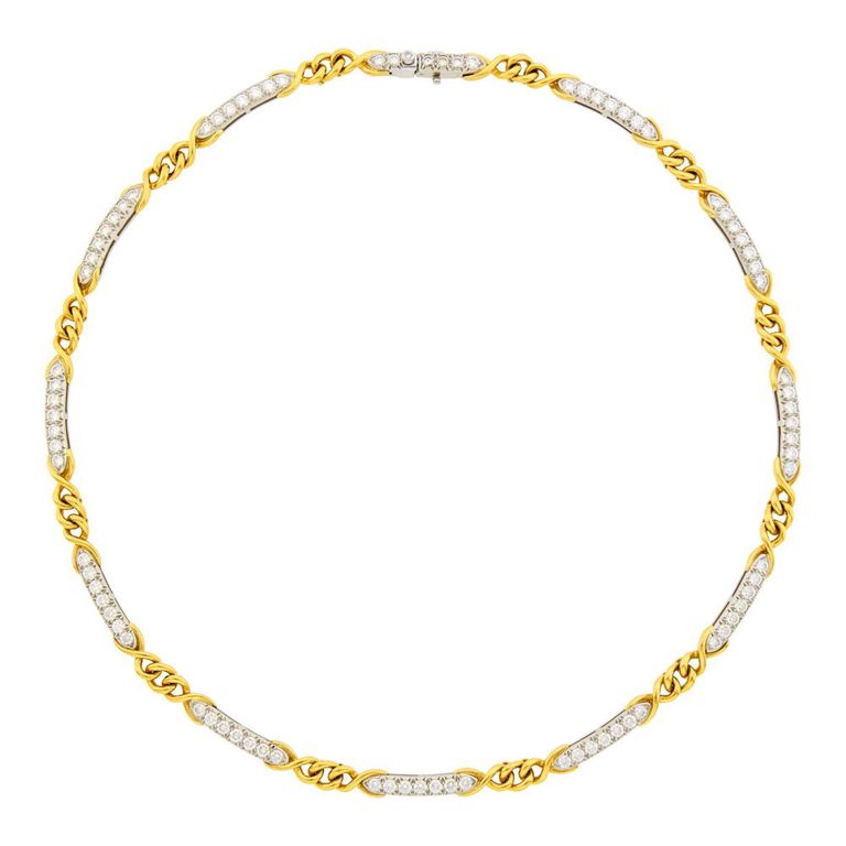 Platinum and 18k gold necklace with diamond