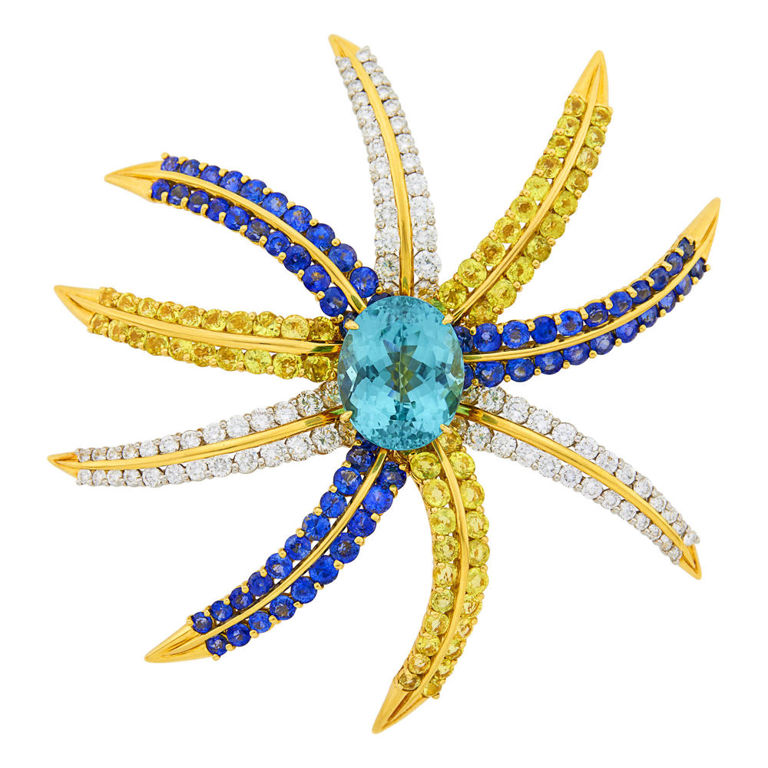18k two-color gold 'Fireworks' brooch