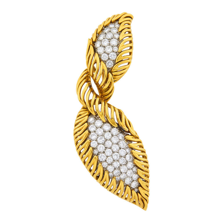 Gold, platinum, and diamond clip-brooch by André Vassort for Boucheron Paris
