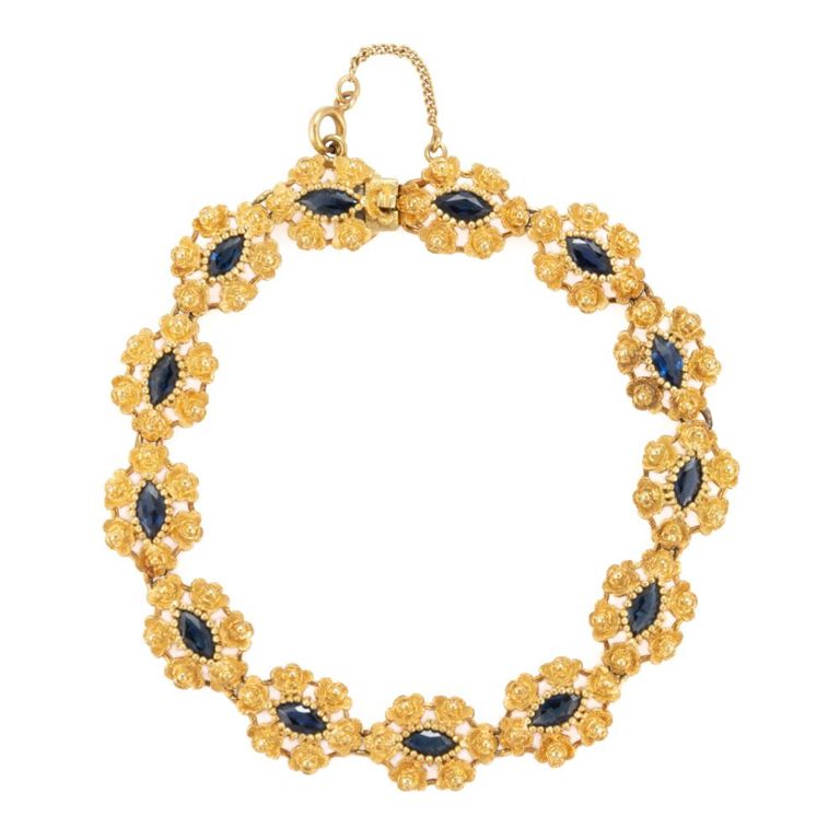 Vintage Italian 18k yellow gold and sapphire bracelet