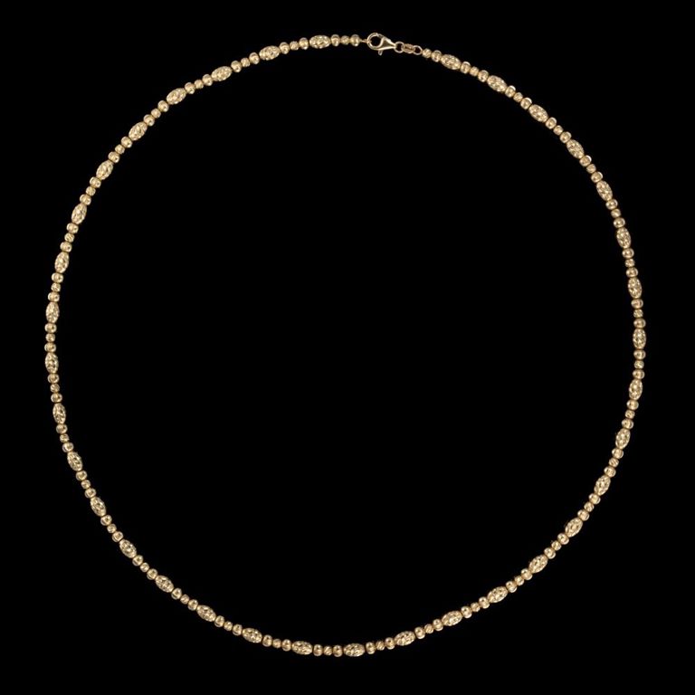 Vintage/contemporary 14k yellow gold beaded necklace