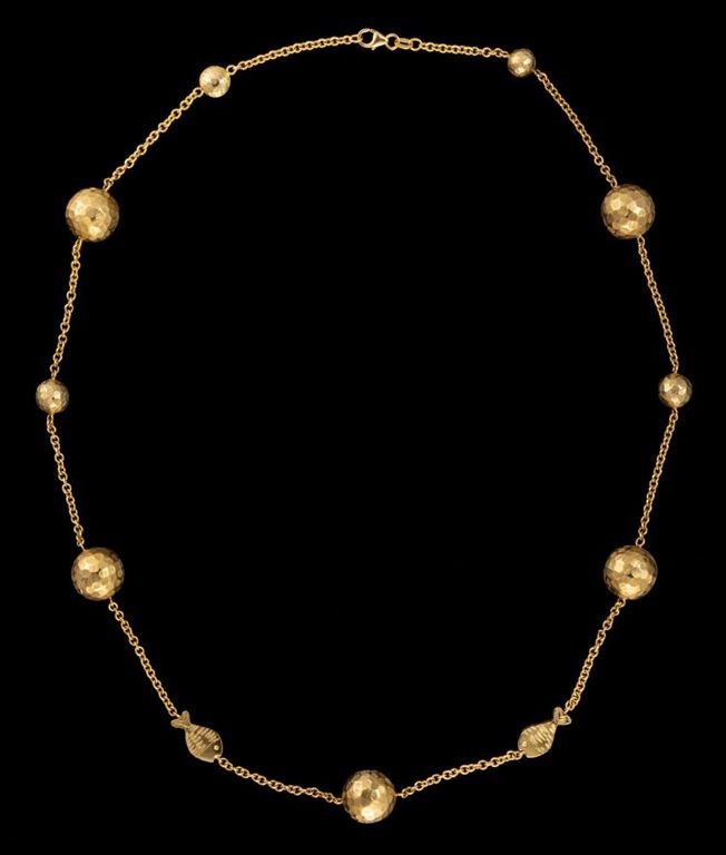Contemporary 18k yellow gold beaded necklace