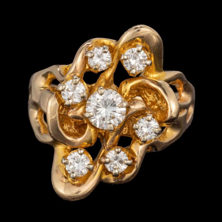 Vintage 14k yellow gold and diamond lady's ring