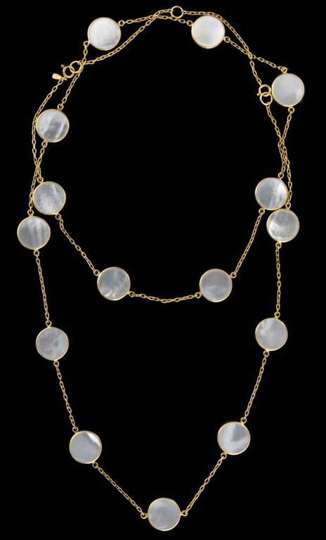 Contemporary 14k yellow gold mother-of-pearl necklace