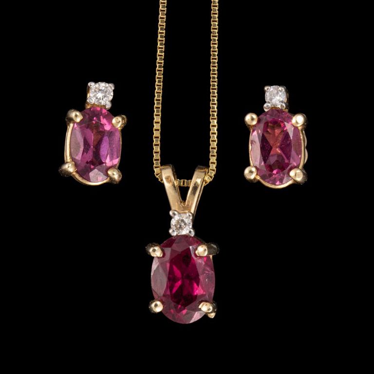 Vintage / contemporary 14k yellow gold and gemstone jewelry set