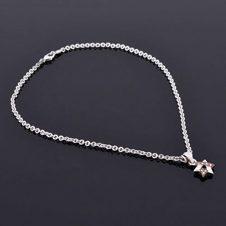 18k gold, sterling silver and diamond Star of David necklace