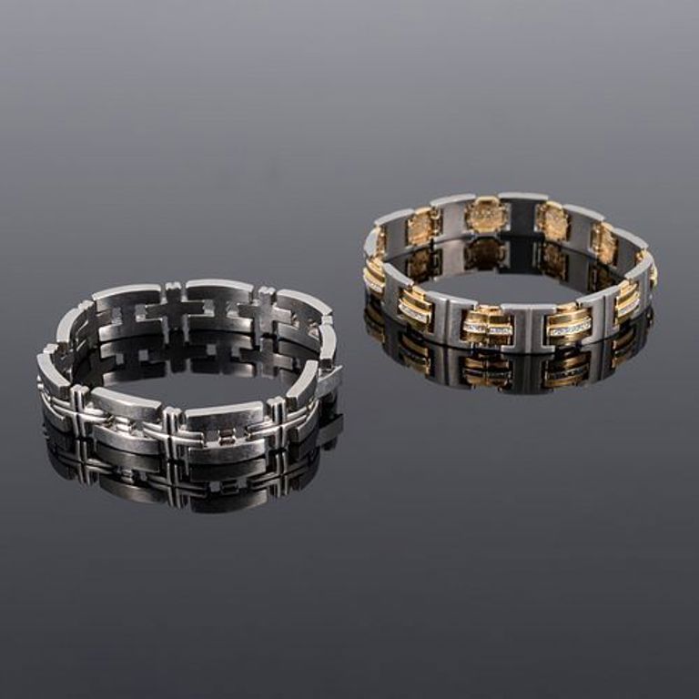 14k gold, diamond, titanium and stainless steel estate bracelets
