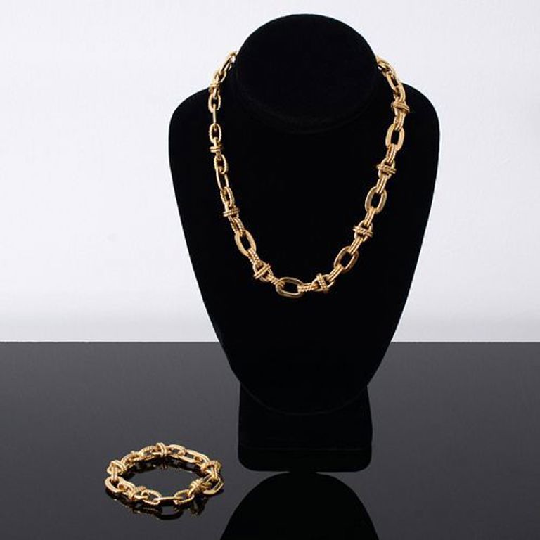 14k yellow gold estate necklace and bracelet