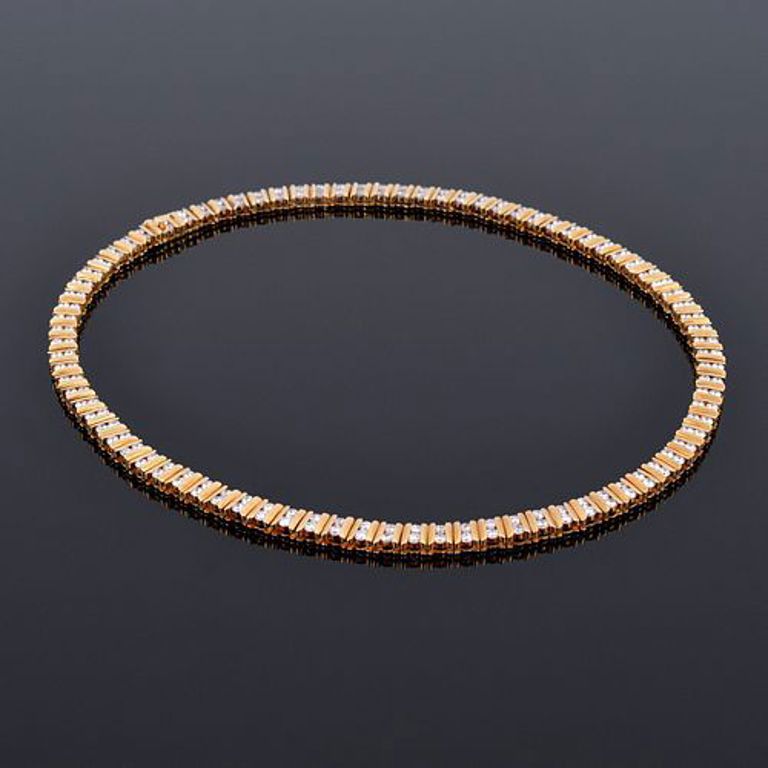 18k yellow gold and diamond estate necklace