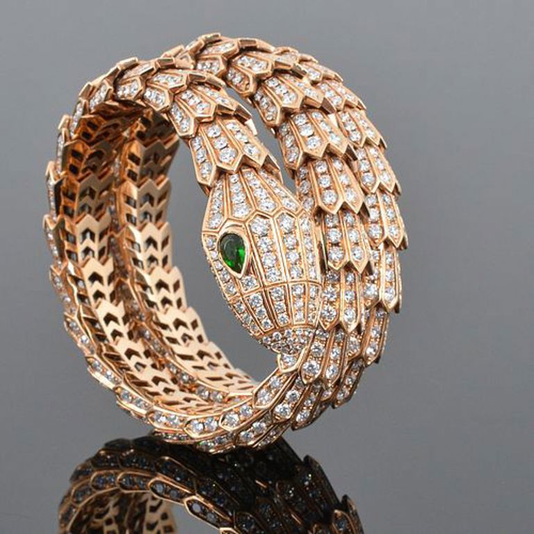 Bulgari 18k rose gold and diamond Serpenti bracelet