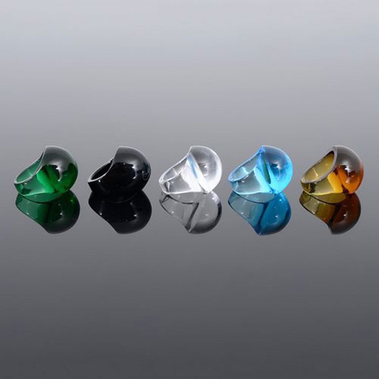 Set of five Lalique cabochon crystal rings