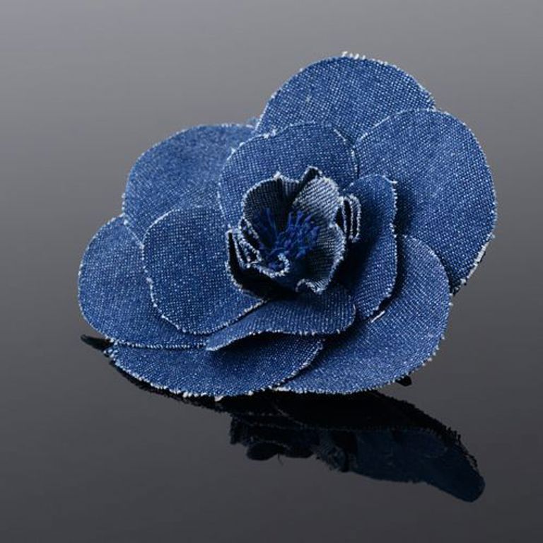 Chanel camellia denim brooch