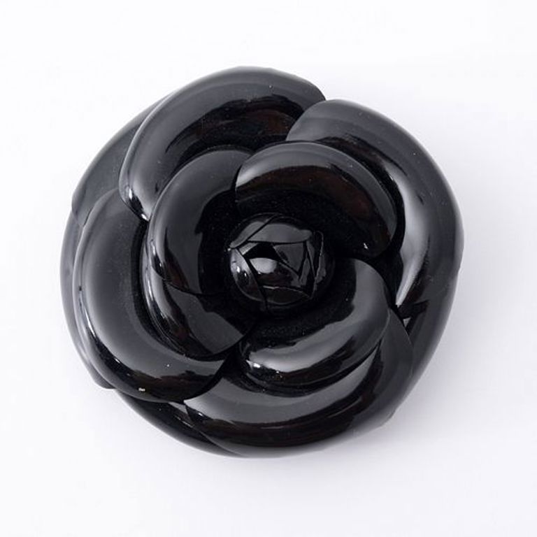 Chanel camellia patent leather brooch