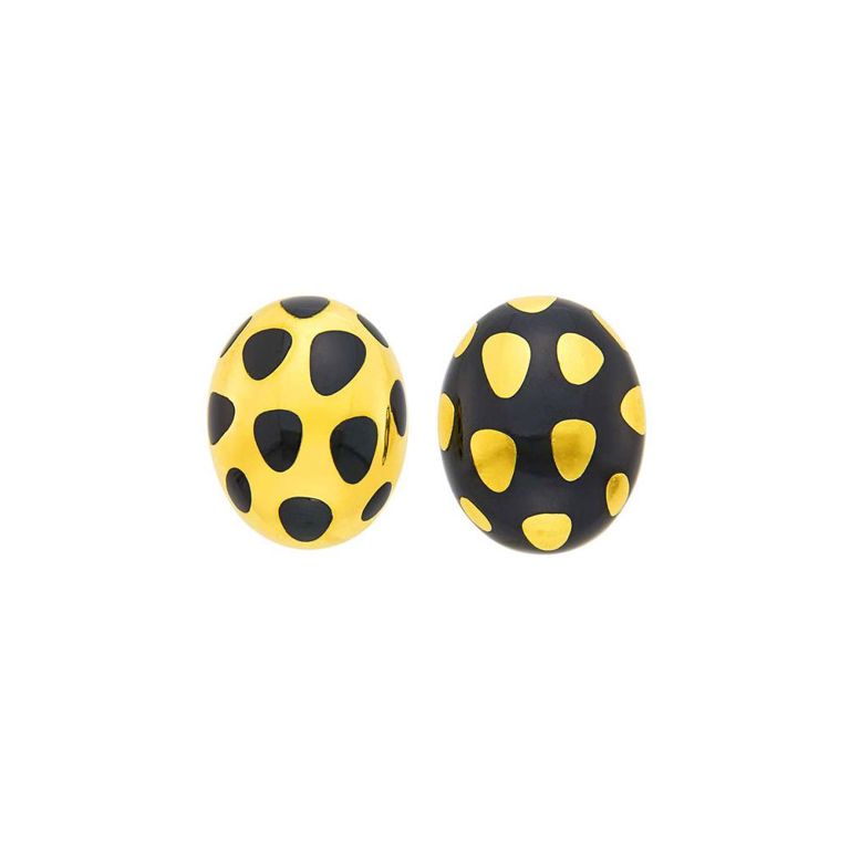 Tiffany & Co. gold and black jade 'positive-negative' earrings