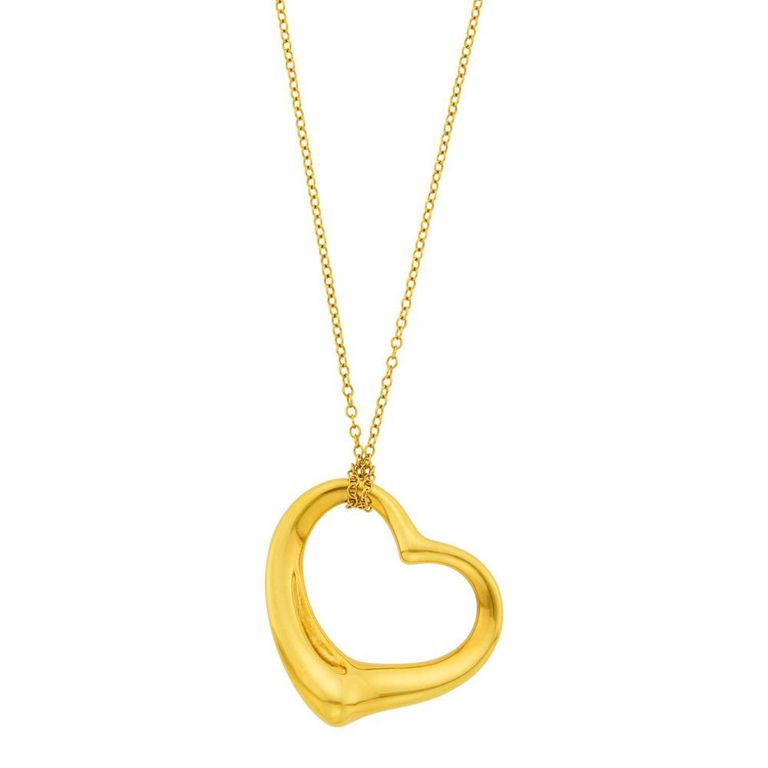 Tiffany & Co. 18k gold 'open heart' pendant with chain necklace