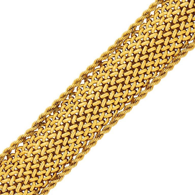 Wide braided gold bracelet