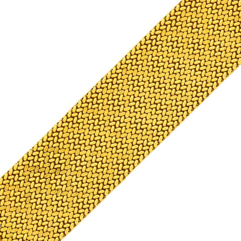 Merrin wide braided gold mesh bracelet