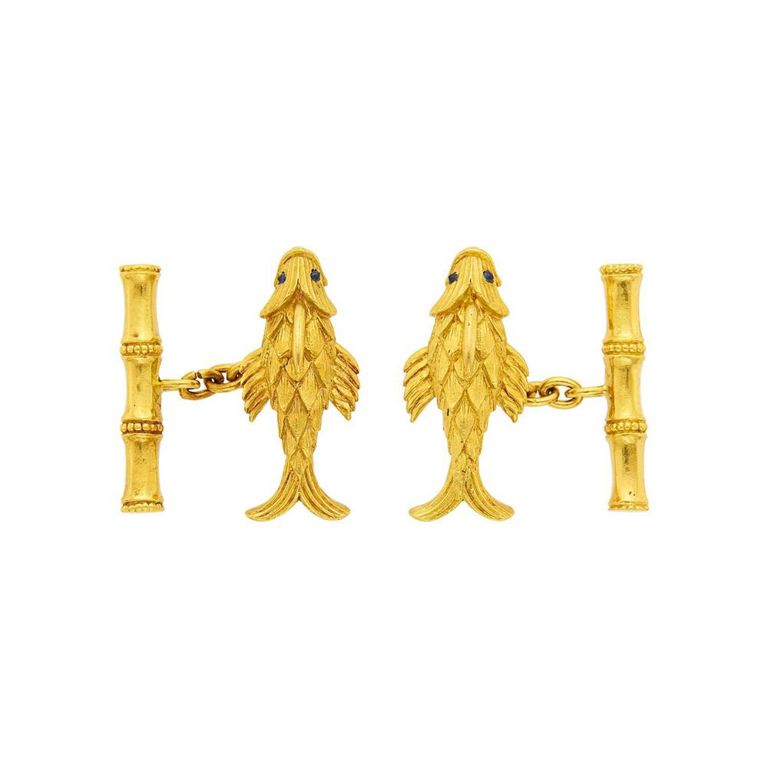 Tiffany & Co., Schlumberger gold and sapphire koi fish cufflinks