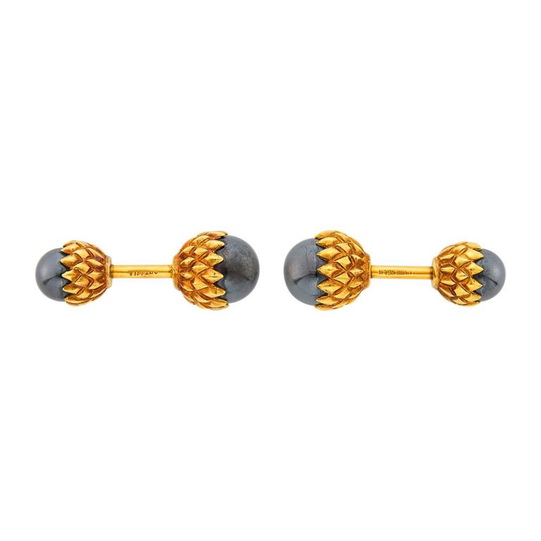 Tiffany & Co., Schlumberger gold and hematite acorn cufflinks