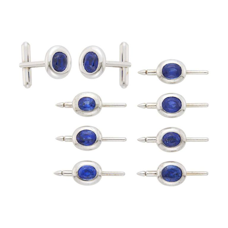 White gold and sapphire dress set