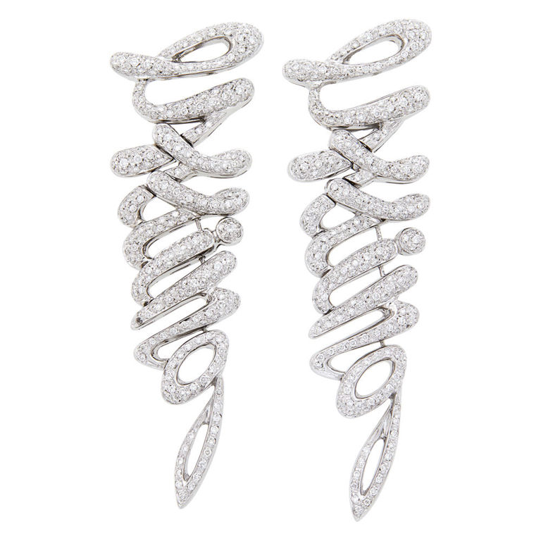 Pair of white gold and diamond earclips