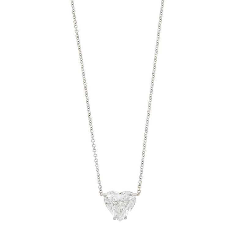 White gold and diamond pendant-necklace