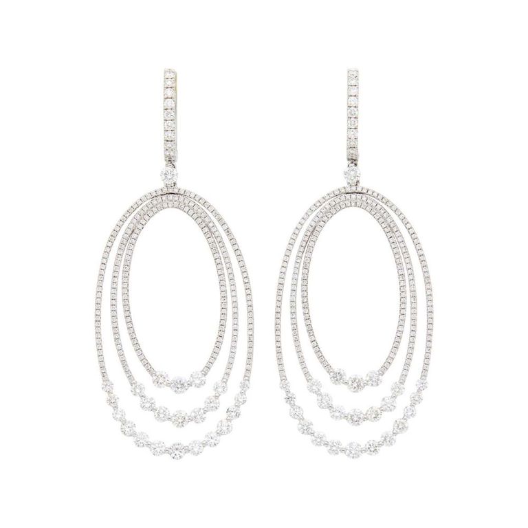 White gold diamond hoop pendant-earrings