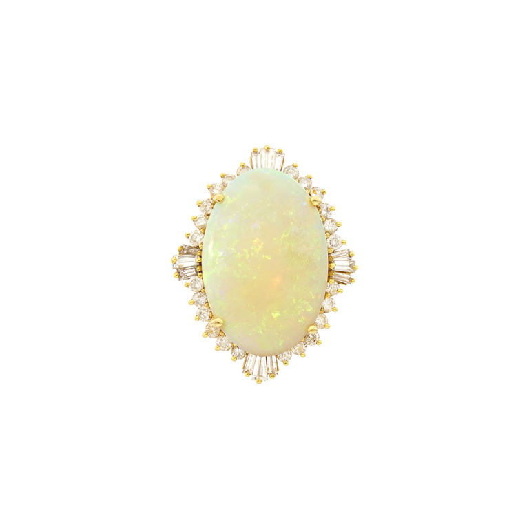Gold, opal and diamond ring