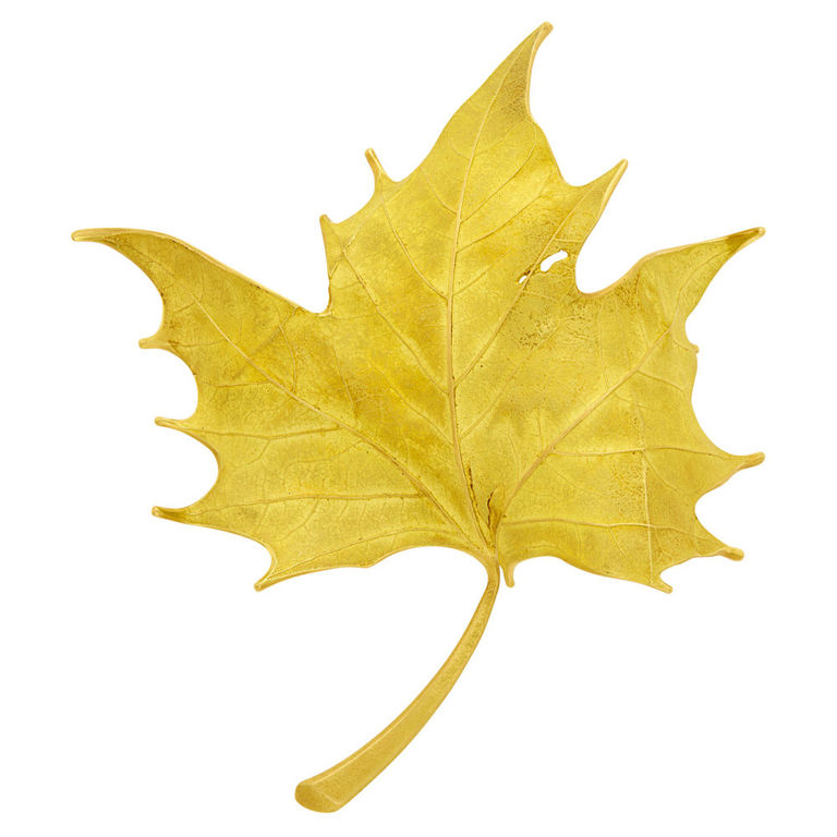 John Iversen oversized gold leaf brooch