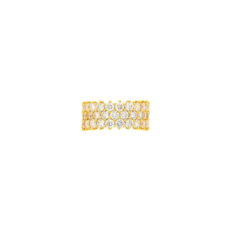 Wide gold and diamond band ring