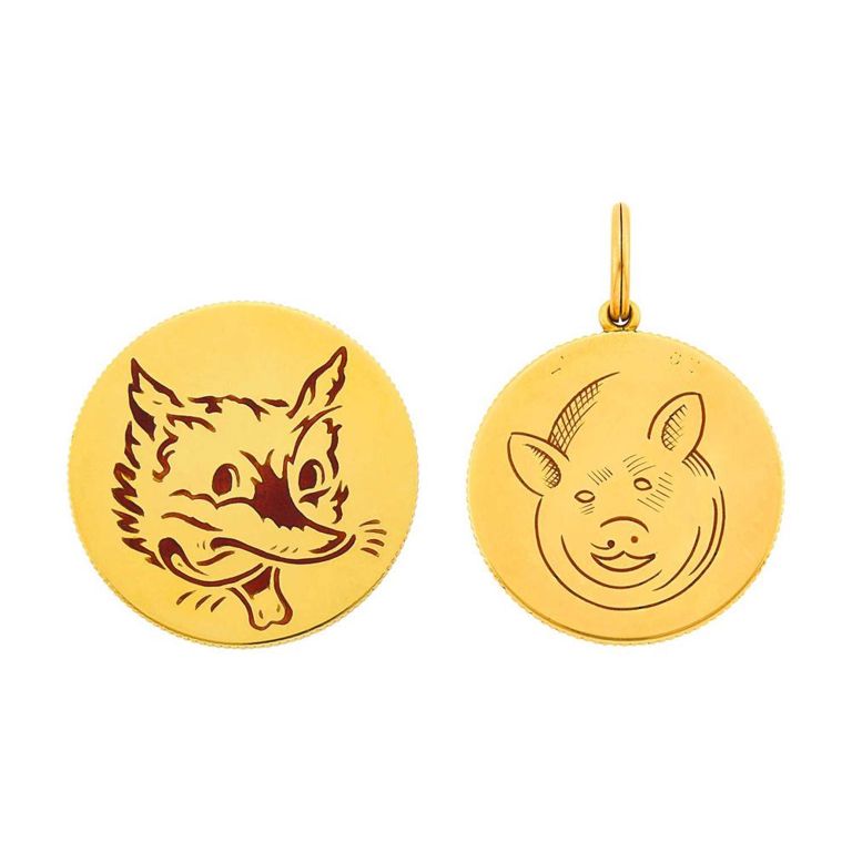 Fox and pig heads and tails