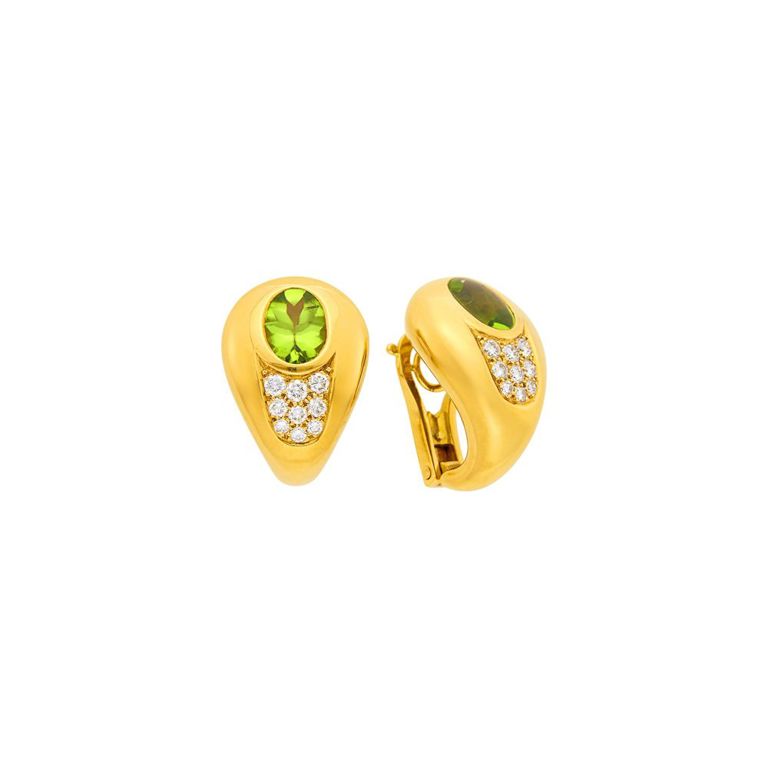 Mauboussin Paris gold, peridot and diamond earclips