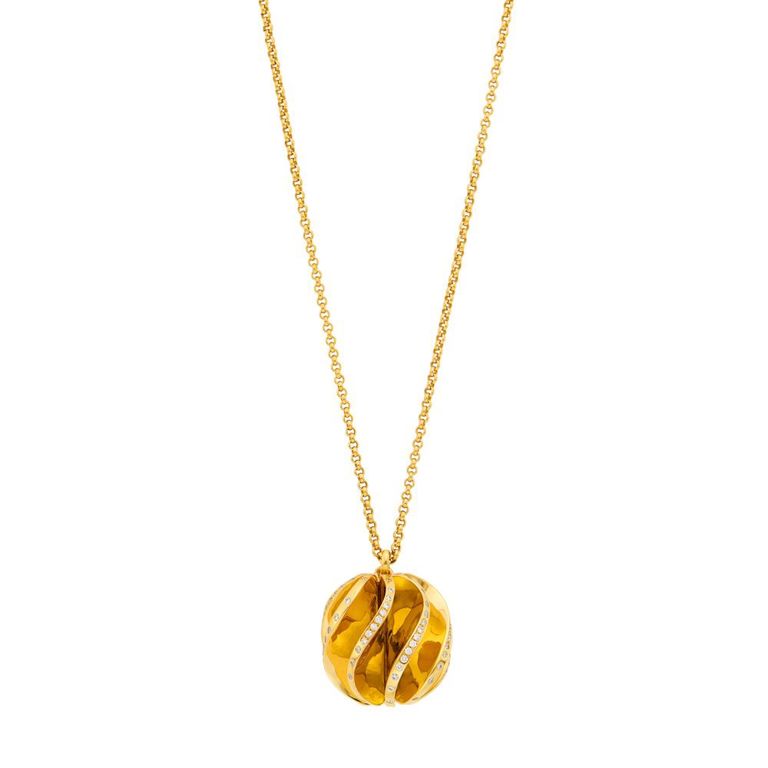 Cartier gold and diamond 'Nouvelle Vague' pendant with chain necklace