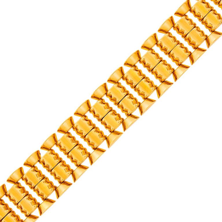 Wide gold link bracelet